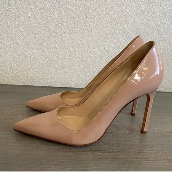 Manolo Blahnik BB Patent Leather Nude/Beige BB Pointy Toe Pumps Size 37‎ US 7 - Picture 1 of 10